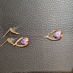 Gold amethyst drop earrings